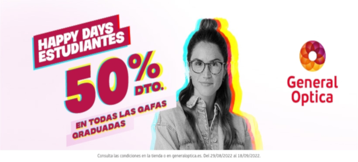 ¡Happy Days Estudiantes! 50% dto. en todas las gafas graduadas